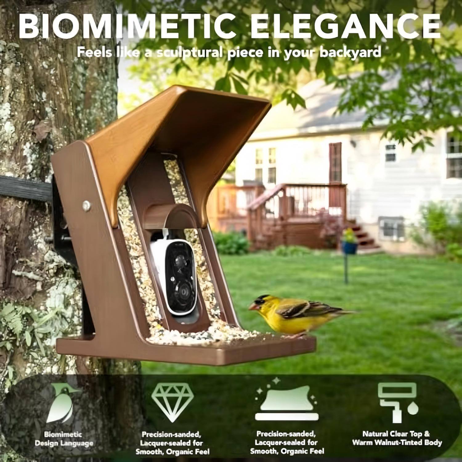 BIOMIMETIC ELEGANCE  
Feels like a sculptural piece in your backyard

- Biomimetic Design Language
- Precision-sanded, Lacquer-sealed for Smooth, Organic Feel
- Precision-sanded, Lacquer-sealed for Smooth, Organic Feel
- Natural Clear Top & Warm Walnut-Tinted Body