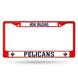 Rico Industries - New Orleans Pelicans NBA Red Painted Chrome Metal License Plate Frame - Multi
