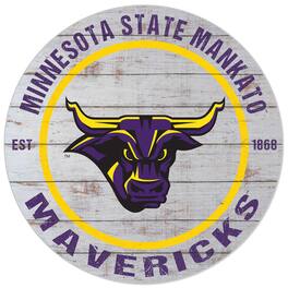 Jardine - Minnesota State Mavericks 20'' x 20'' Indoor/Outdoor Weathered Circle Sign - White