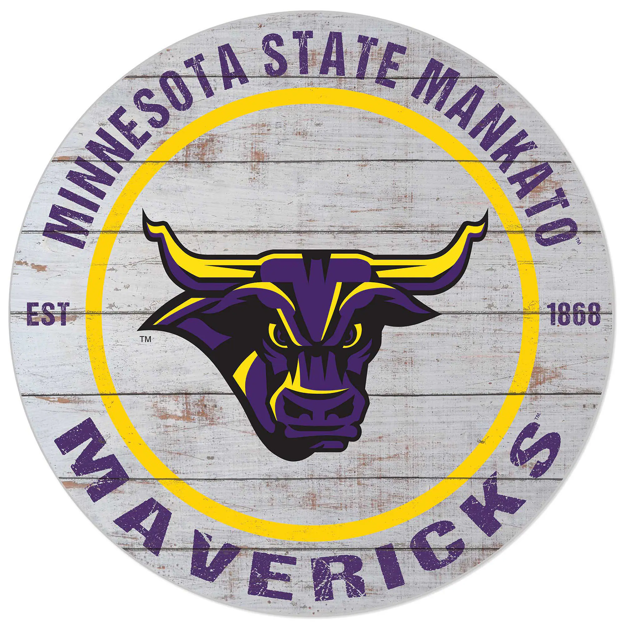 White Minnesota State Mavericks 20'' x 20'' Indoor/Outdoor Weathered Circle Sign