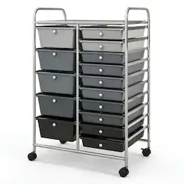 Pefilos - 15-Drawer Utility Rolling Organizer Cart Multi-Use Storage-Black & Craft Organizers and Storage, Multipurpose - Gray
