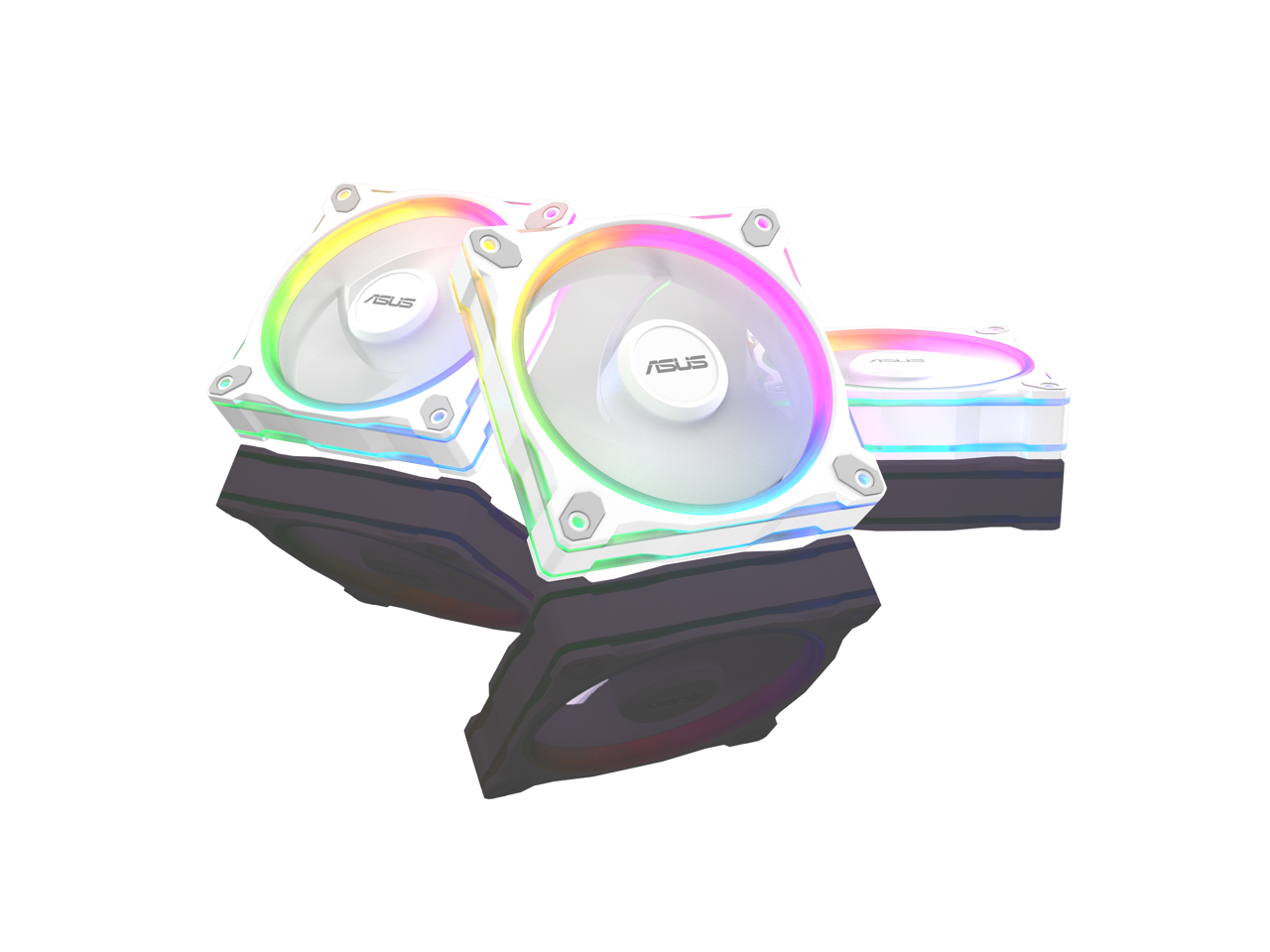 ASUS - Prime MR120 ARGB Fan Triple Pack, 28mm Frame, PWM, 20 ARGB LEDs, Aura Sync - White