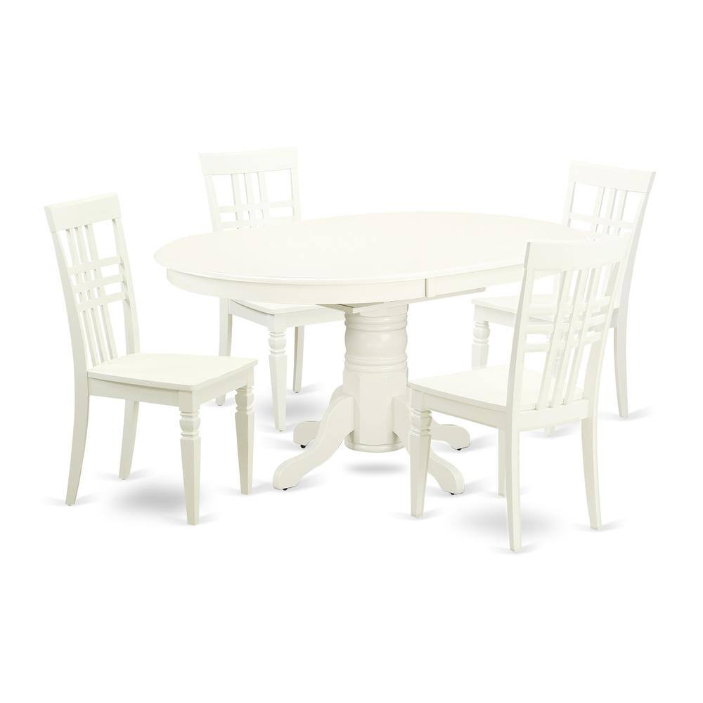 Back. East West Furniture - Dining Room Set Linen White - Brown.
