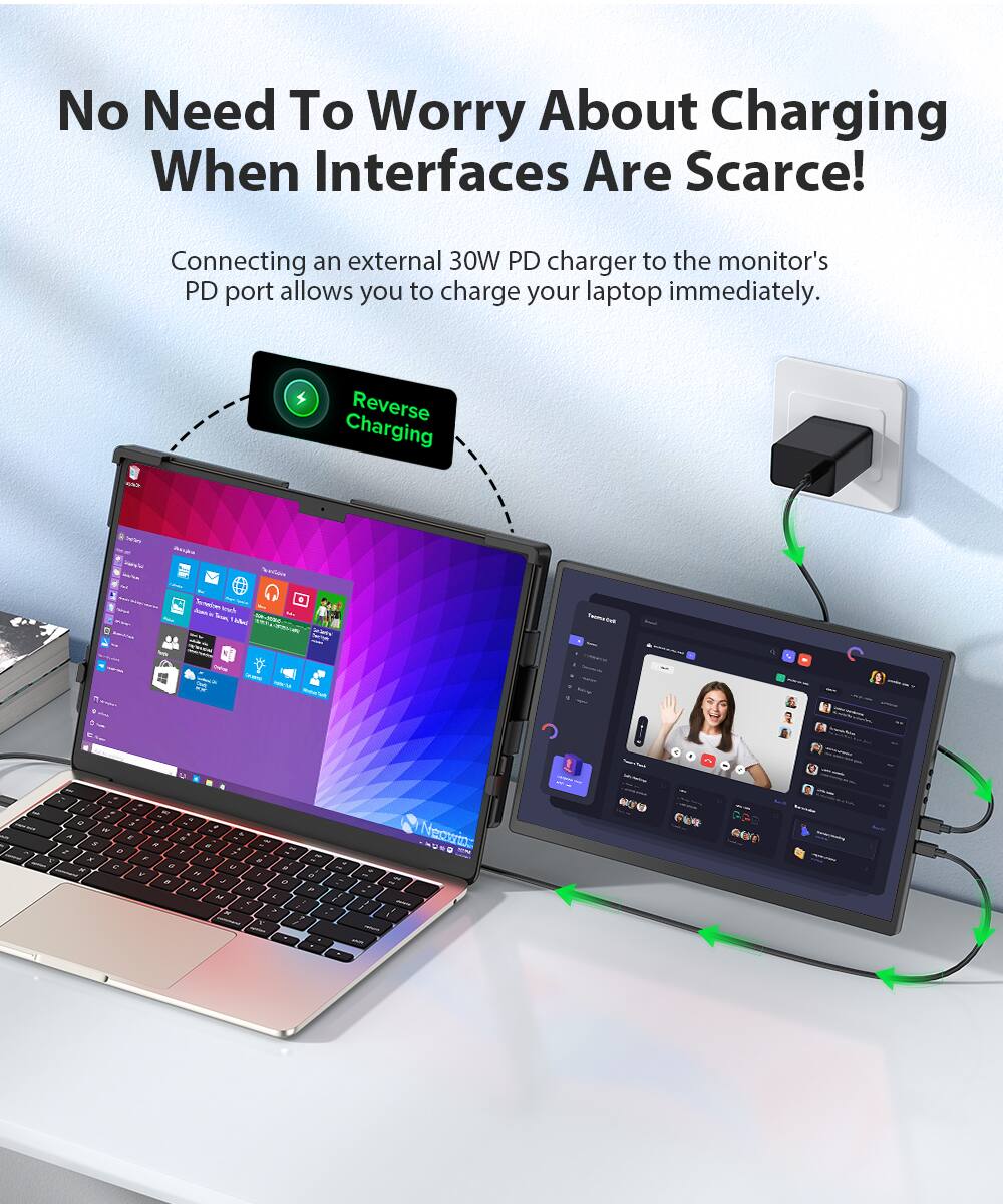 No Need To Worry About Charging When Interfaces Are Scarce!

Connecting an external 30W PD charger to the monitor's PD port allows you to charge your laptop immediately.

Reverse Charging