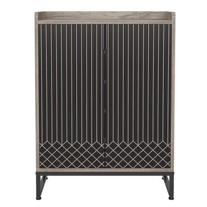Front. Kadyn - Kadyn Shoe Storage Cabinet, Contemporary Diamond Pattern Shoe Cabinet - 29.52"W x 41.34"H for Easy Organization, Brown - Gray.