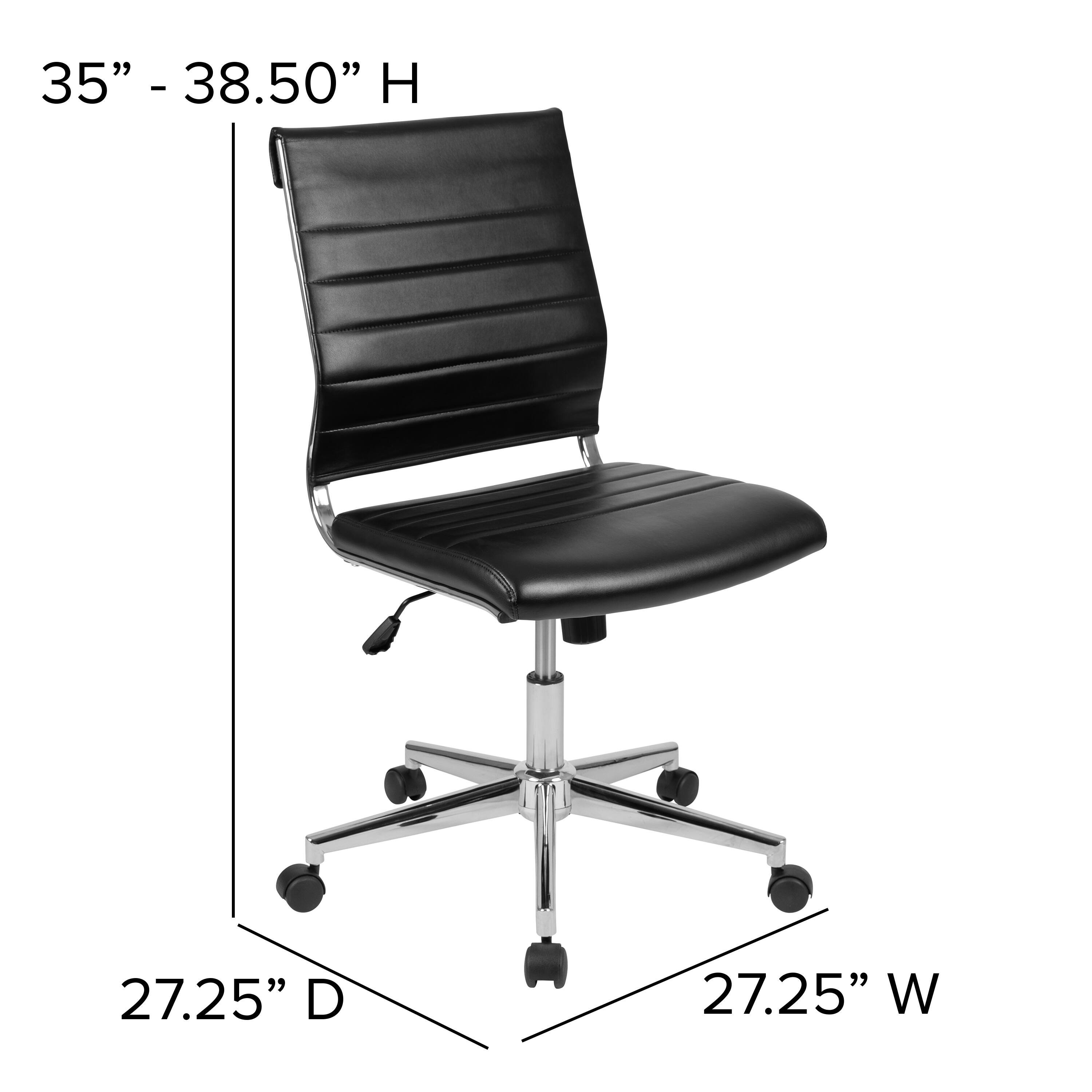 35" - 38.50" H  
27.25" D  
27.25" W