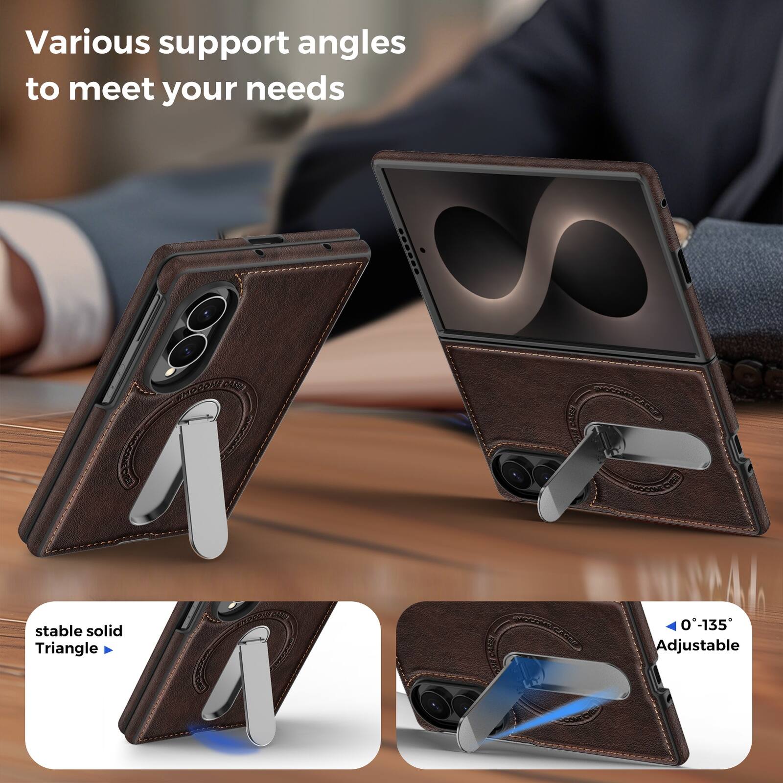 Various support angles to meet your needs

6Sm CARO MECO Cdias MNOCOMECIEN

stable solid Triangle

0-135° Adjustable