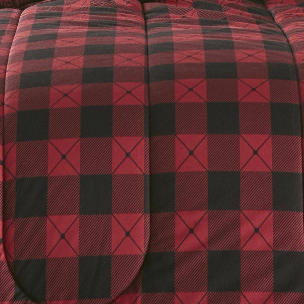 Alt View 2. Shavel Home Products - Micro Flannel Reverse to Sherpa Comforter Set, King, Buffalo Check Red - Buffalo check red.