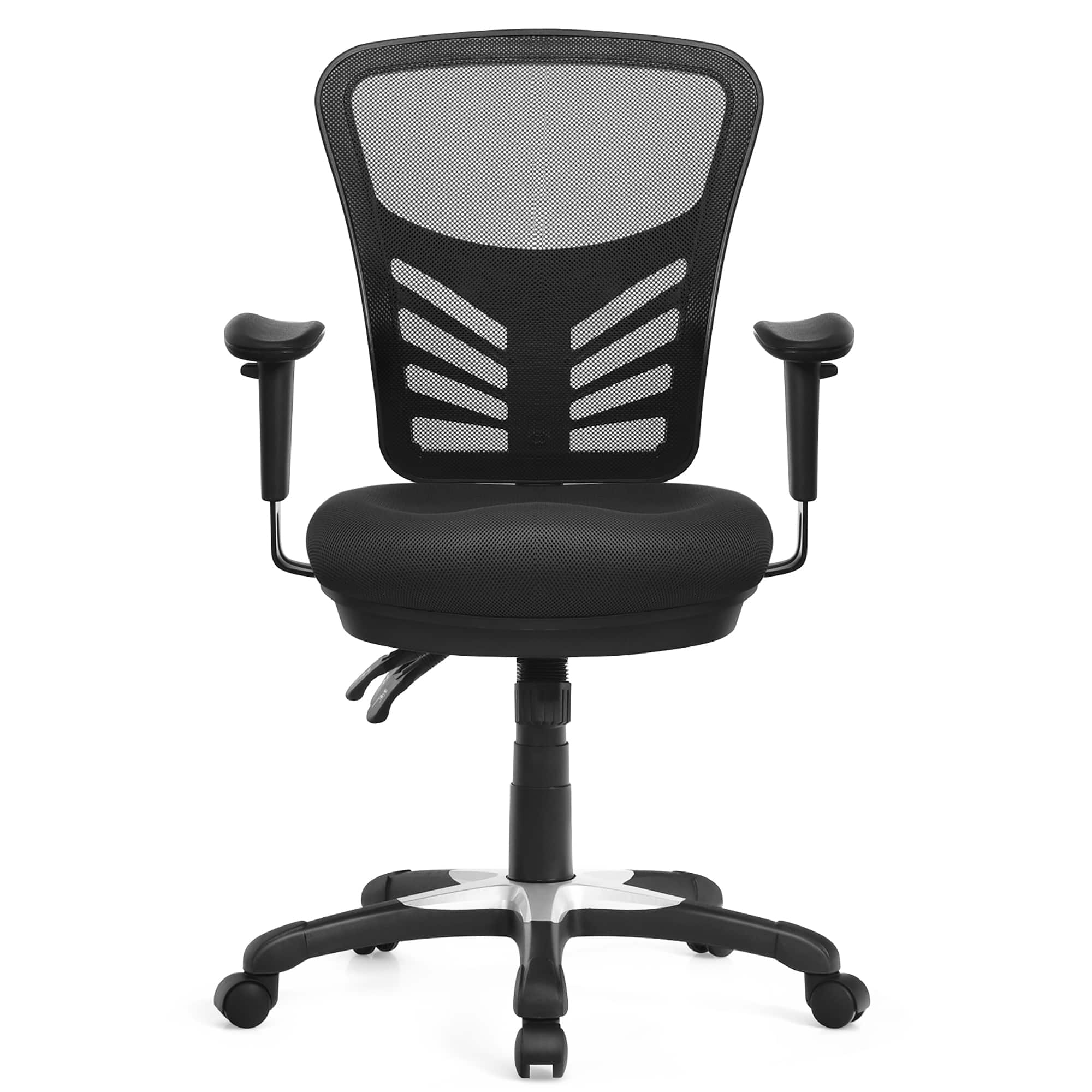 Alt View 16. Costway - 3-Paddle Mesh Computer Office Desk Chair with Adjustable Seat - Black.