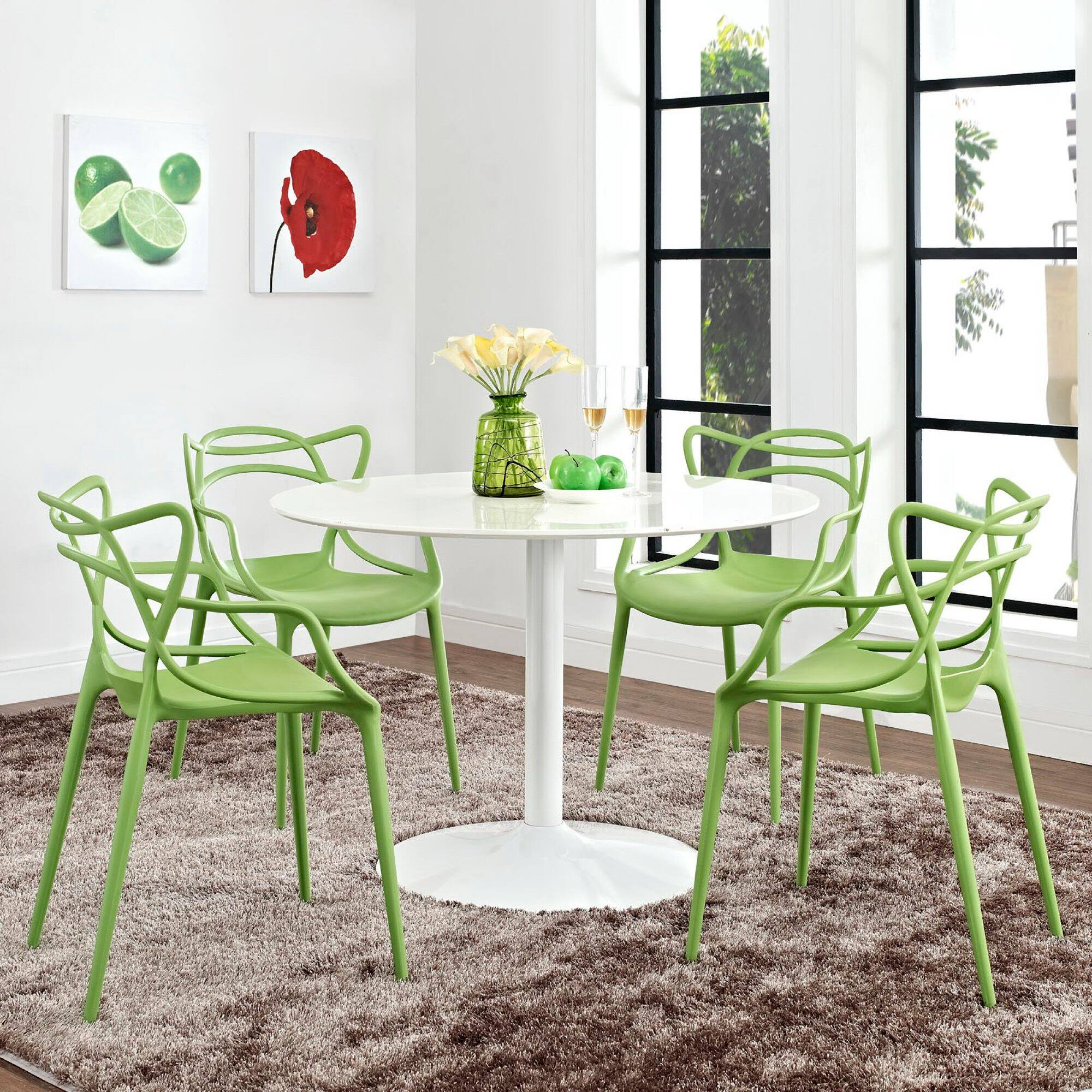 Back. Modway - Entangled Dining Set Set of 4 by Modway - Green.