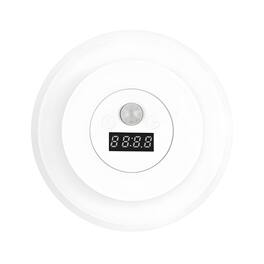 Cluzine - Motion Sensor LED Wall Light with Clock, Dual-Light Mode Rechargeable Lamp for Bedroom, Hallway