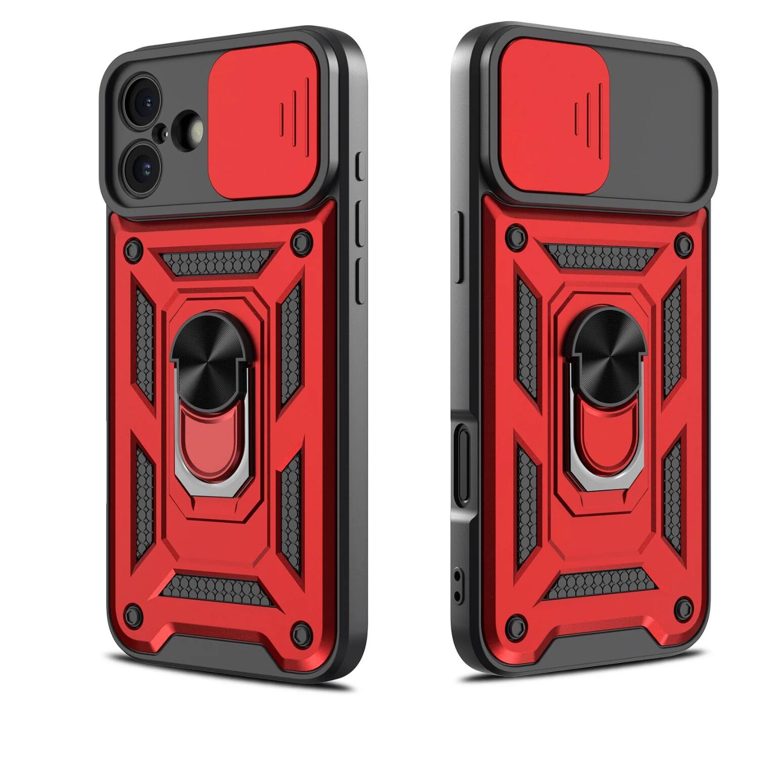Left. Stock Preferred - Heavy-Duty Shockproof Case for iPhone 17 Pro Max Red - Red.