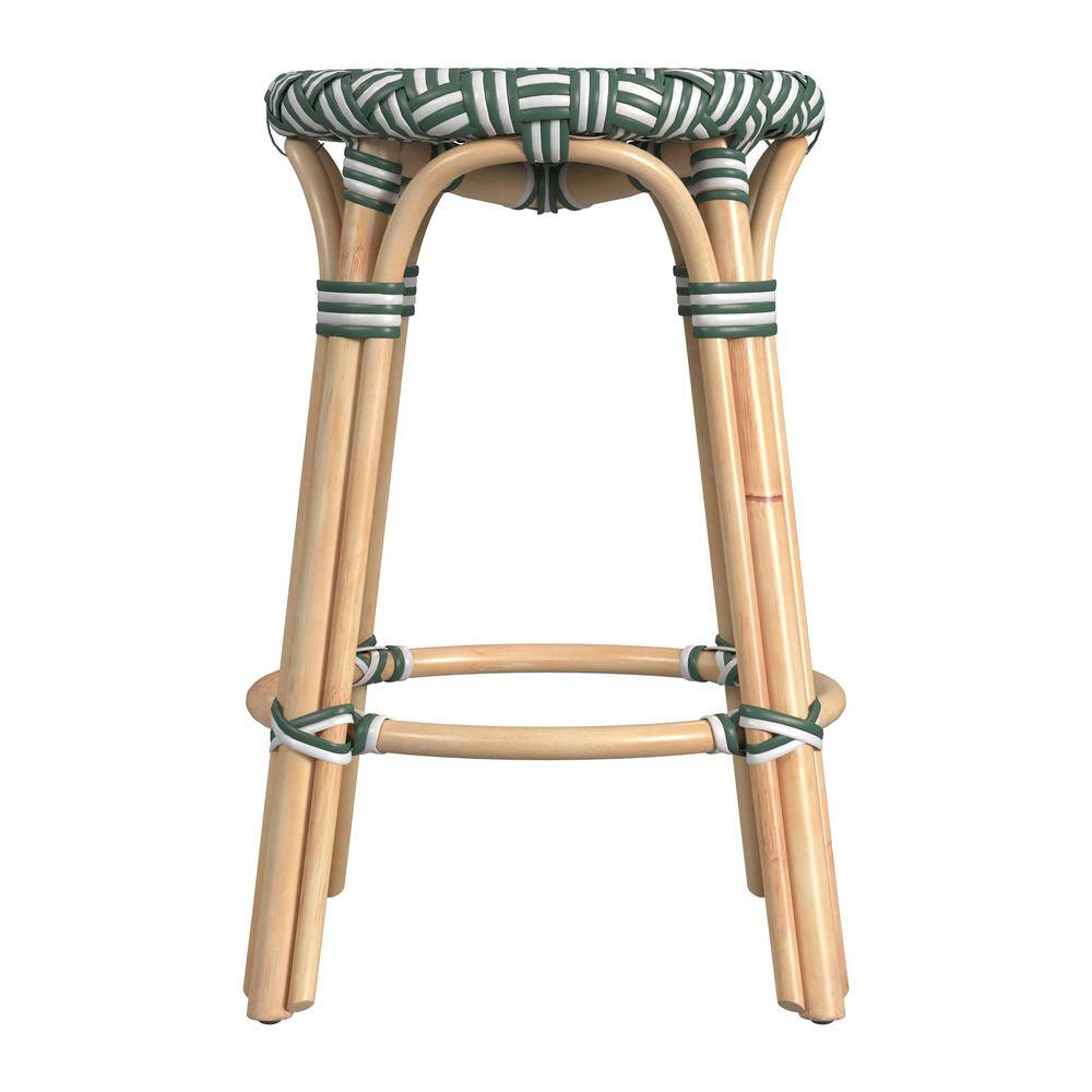 Left. Butler Specialty - Tobias Rattan Round 24" Counter Stool - Green.