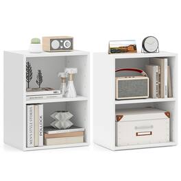 Gymax - 2PCS 2-Cube Bookcase DIY Cube Storage Organizer w/ 7-Position Adjustable Shelf - White