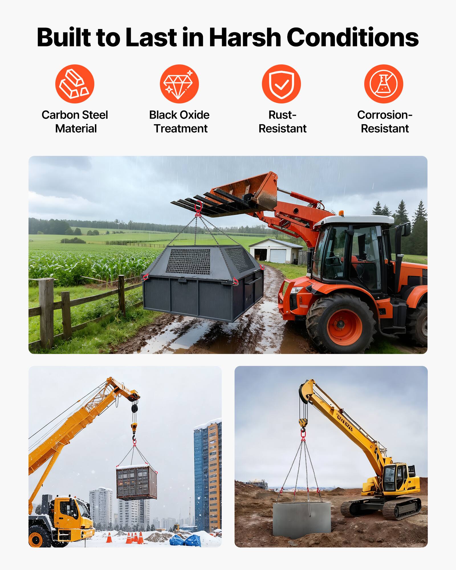 Built to Last in Harsh Conditions

- Carbon Steel Material
- Black Oxide Treatment
- Rust-Resistant
- Corrosion-Resistant