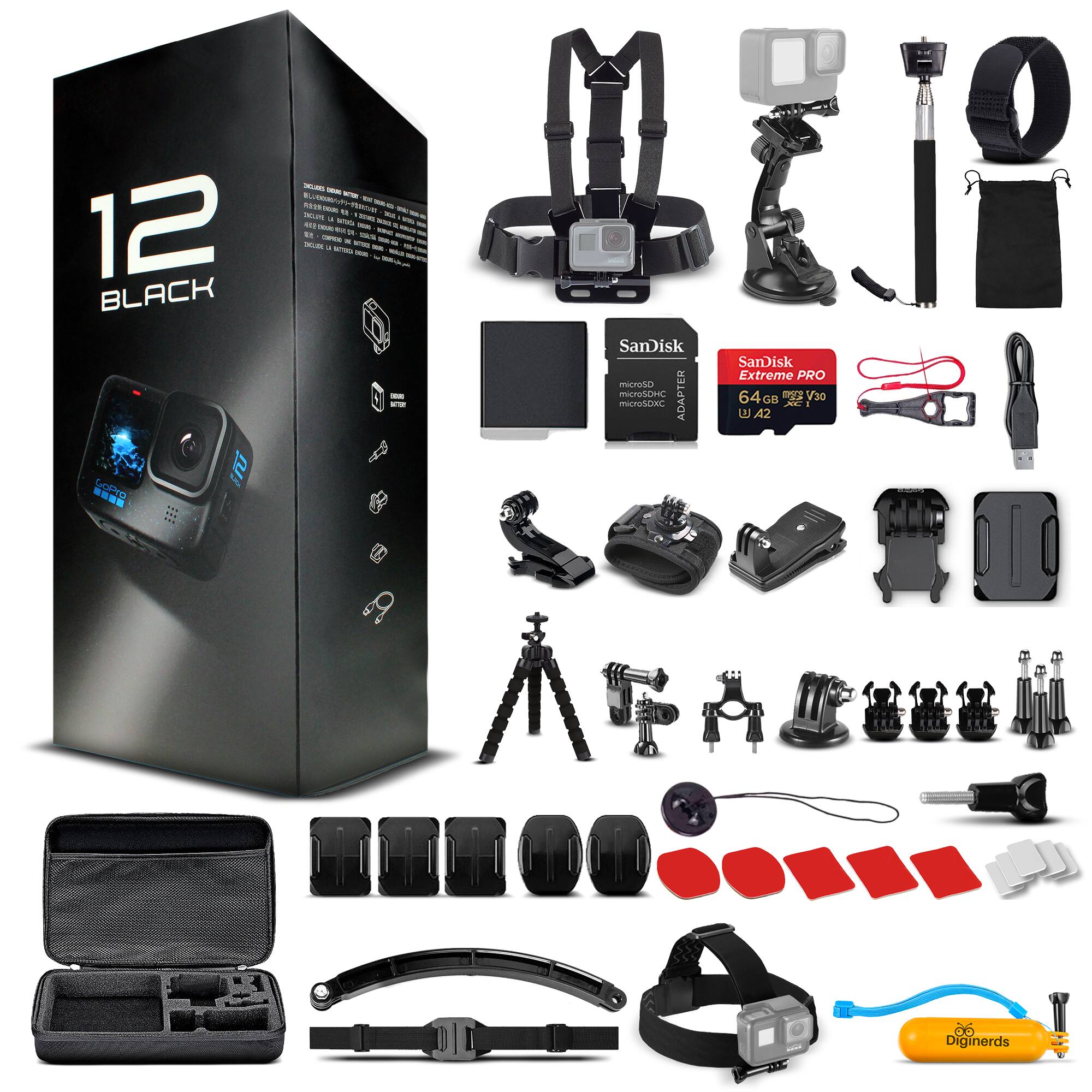 GoPro HERO 12 Waterproof Action Camera + 64GB Card and 50 GoPro HERO 12 Waterproof Action Camera + 64GB Card and 50