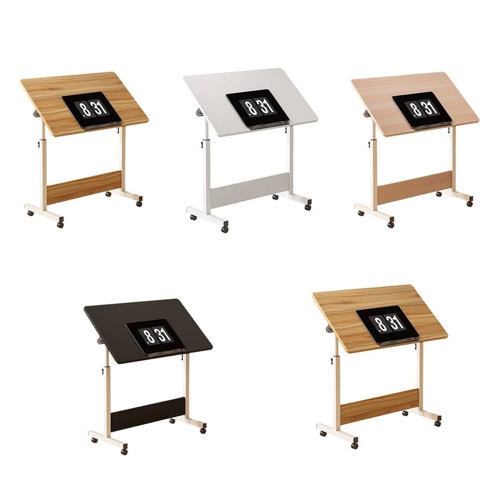 Angle. Electrodes Masters - Mobile Standing Desk with Wheels - Compact Adjustable Height Sit-Stand Desk for Home Office - Ancient Oak.