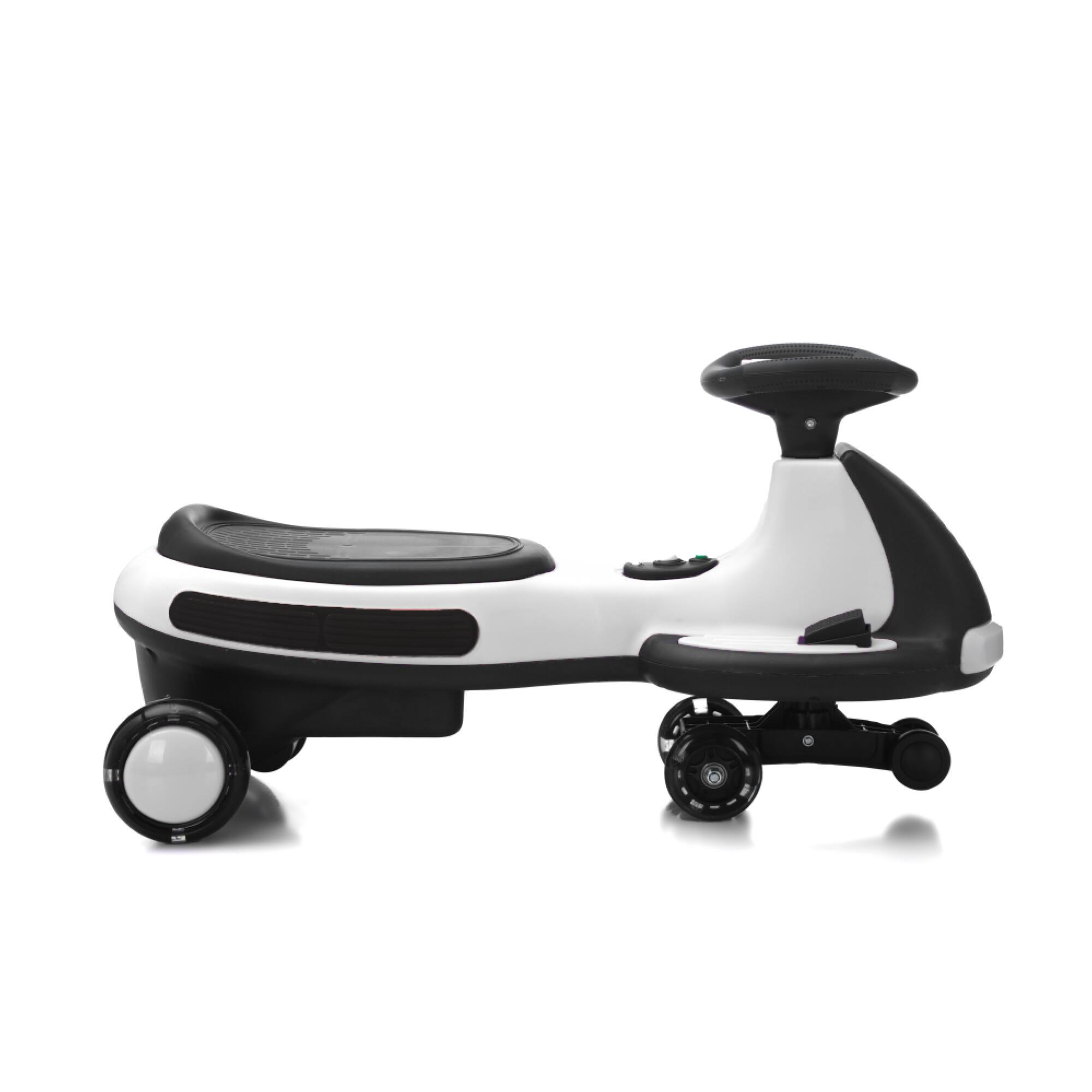 Alt View 1. ELEMENT ACE - Electric Ride-On Wiggle Car for Kids with LED Lights and Music, Suitable for Indoor Ages 3 and Up - White+Black.