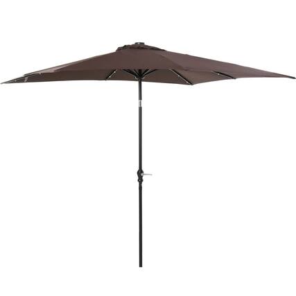 Front. Spaco - Spaco 9 x 7 FT Solar Patio Umbrella, LED Lights, Crank Tilt,for Deck or Pool - Brown.