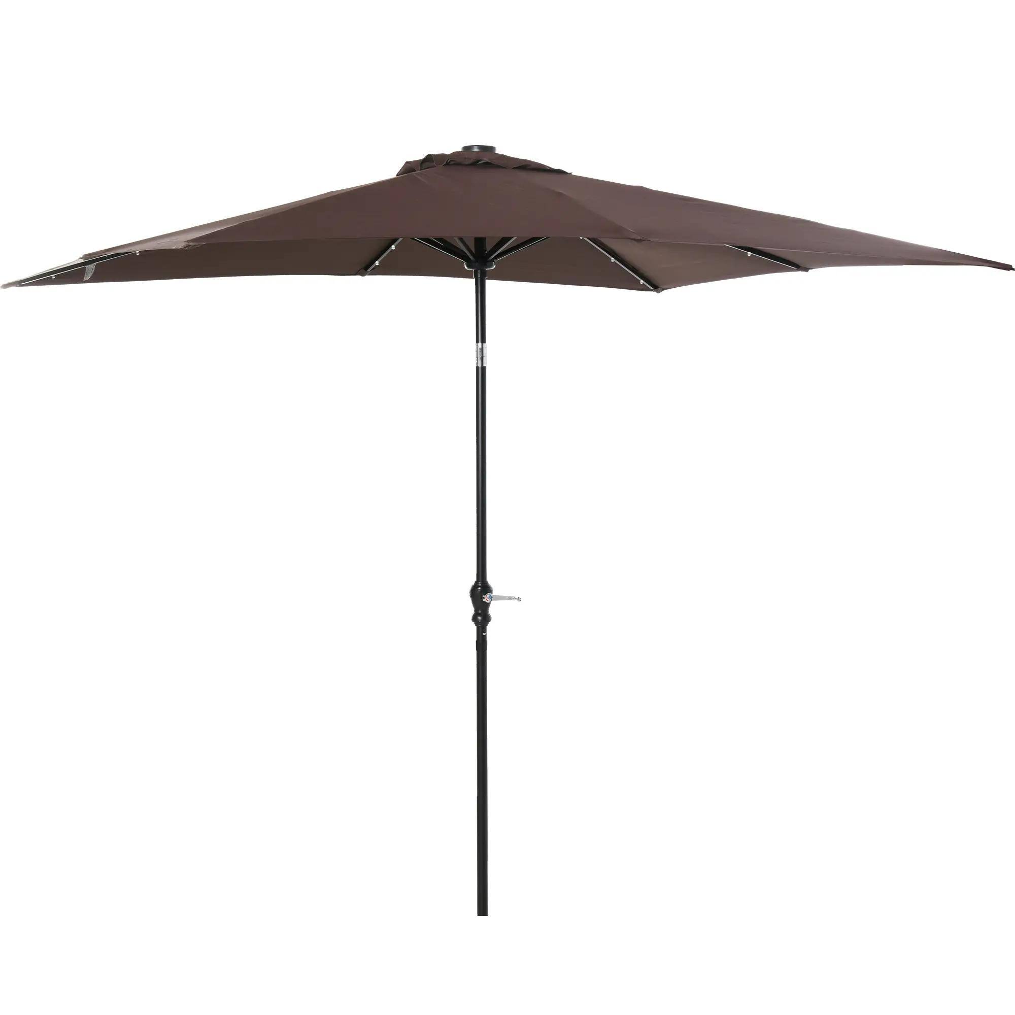 Front. Spaco - Spaco 9 x 7 FT Solar Patio Umbrella, LED Lights, Crank Tilt,for Deck or Pool - Brown.