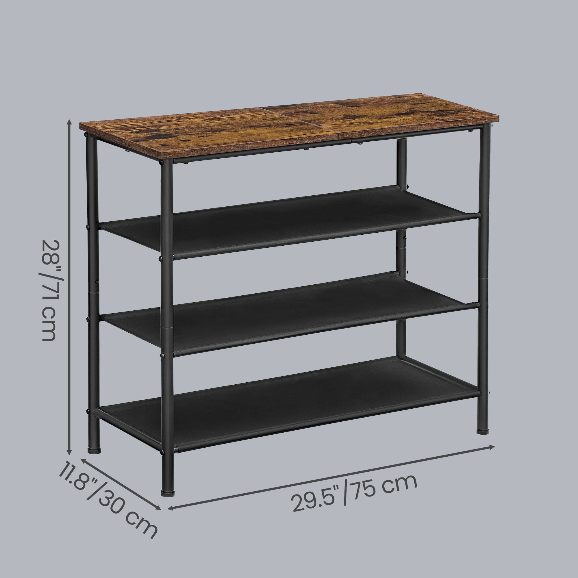 28"/71 cm  
11.8"/30 cm  
29.5"/75 cm