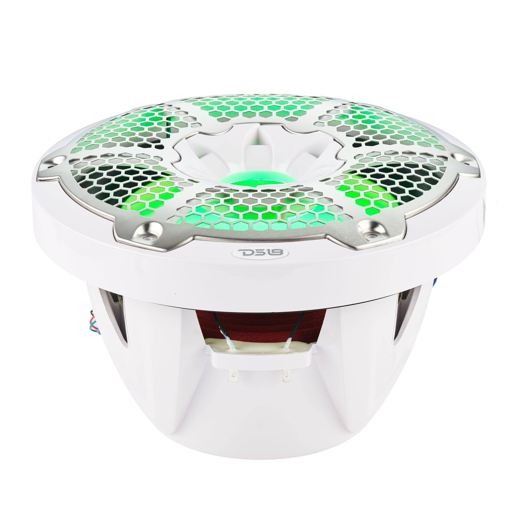 Alt View 4. DS18 Audio - NXL 10" Subwoofer with RGB LED Lights, 300W RMS Single 4-Ohm - White.