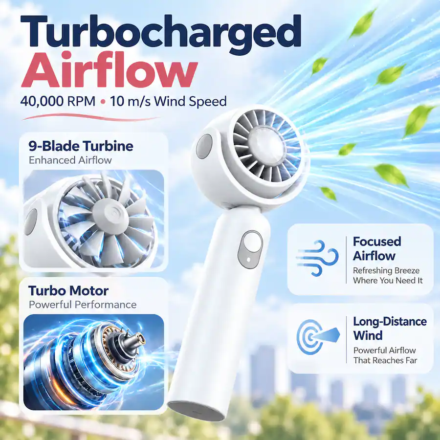 Usb Wind Generator Anysun Portable Handheld Fan – Foldable Turbo Mini Fan with Strong Wind ...