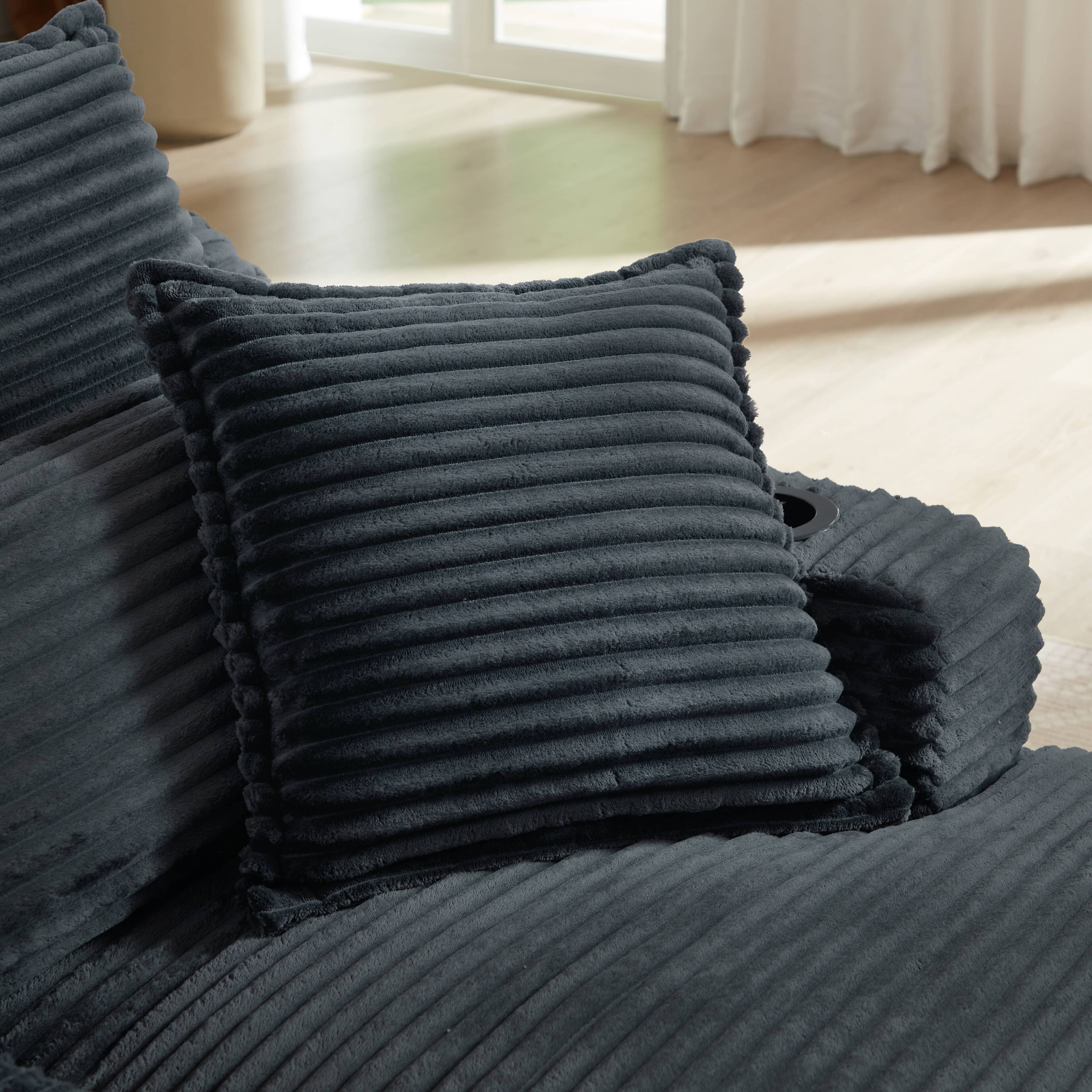 Alt View 3. Anysun - Modern Minimalist Chenille Combination Sofa – Spacious and Comfortable Living Room Loveseat for Families and Apartments - Dark Grey.