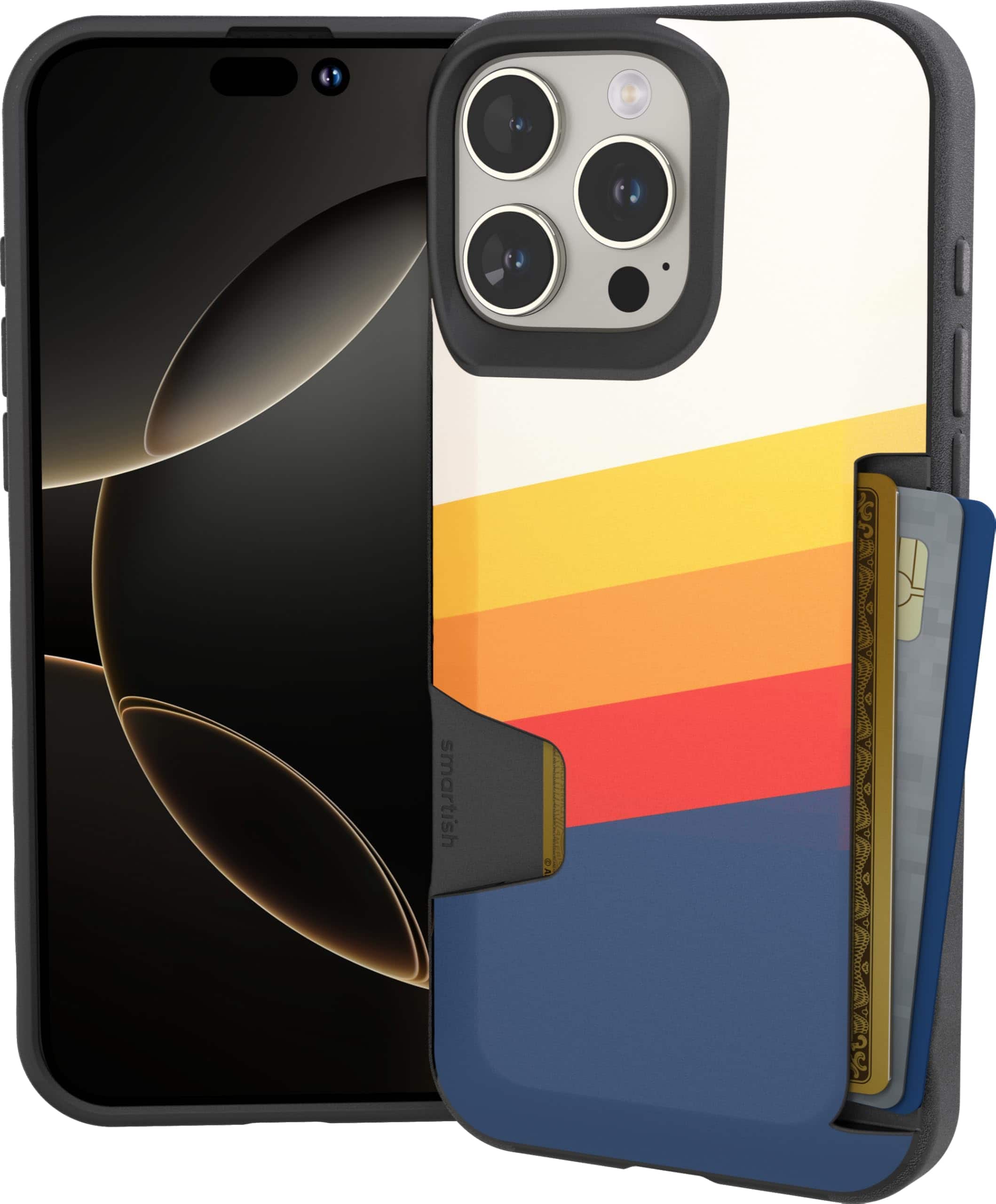 Smartish - iPhone 16 Pro Max Wallet Case - Wallet Slayer Vol 1 - Protective Slim Card Holder Cover - Striped Up