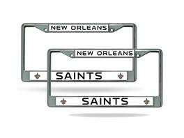 Rico Industries - New Orleans Football Chrome Metal (set of 2) Saints License Plate Frame Set - Multi