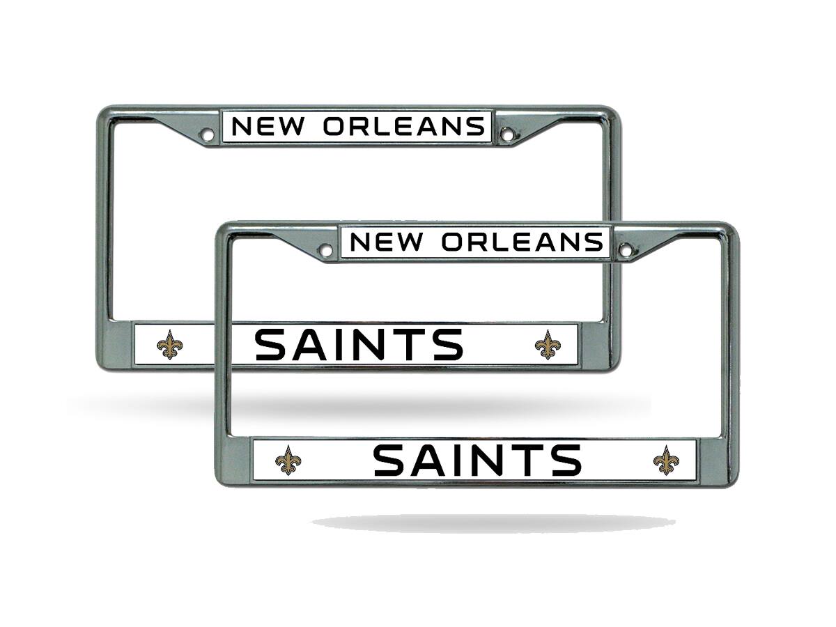 New Orleans Football Chrome Metal (set of 2) Saints License Plate Frame Set