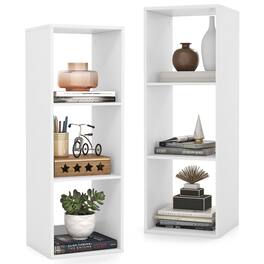 Gymax - 3-Cube Bookshelf Modern Vertical Bookcase w/ Back Guardrail & Anti-tipping Kits - White