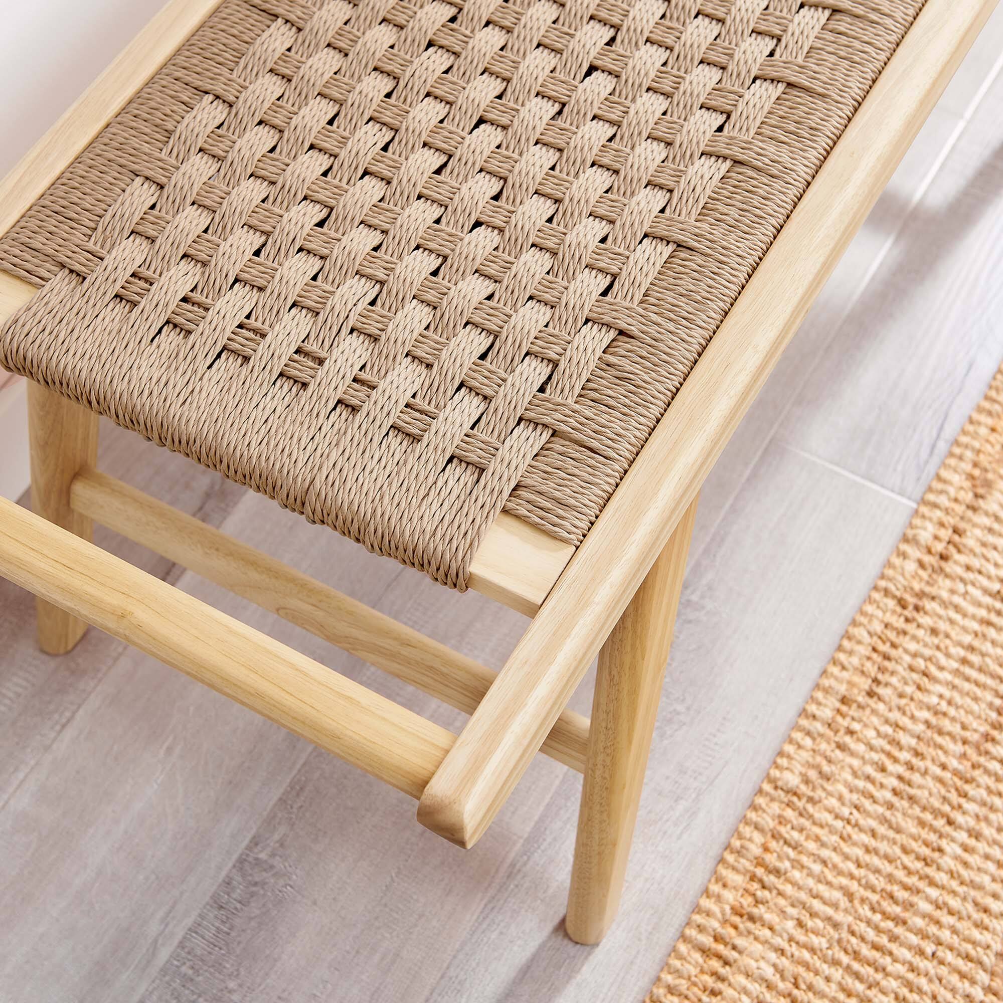 Alt View 1. Modway - Saoirse 47" Wove Rope Wood Bench by Modway - Natural Natural.