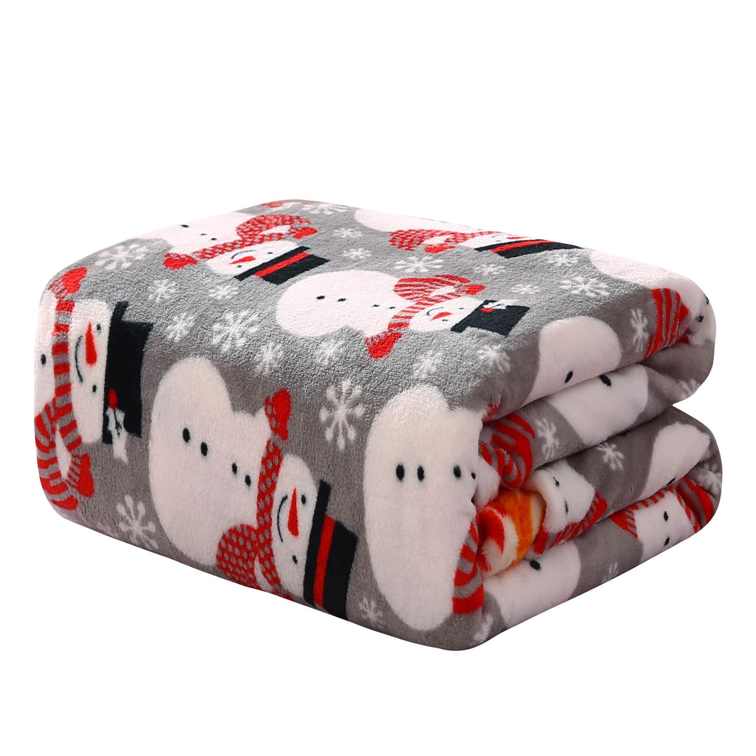 Noble House - Plazatex Big Christmas Snowman All Season Plush Decorative Christmas Throw Blanket 50" X 60" - Grey