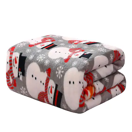 Front. Noble House - Plazatex Big Christmas Snowman All Season Plush Decorative Christmas Throw Blanket 50" X 60" Grey - Grey.