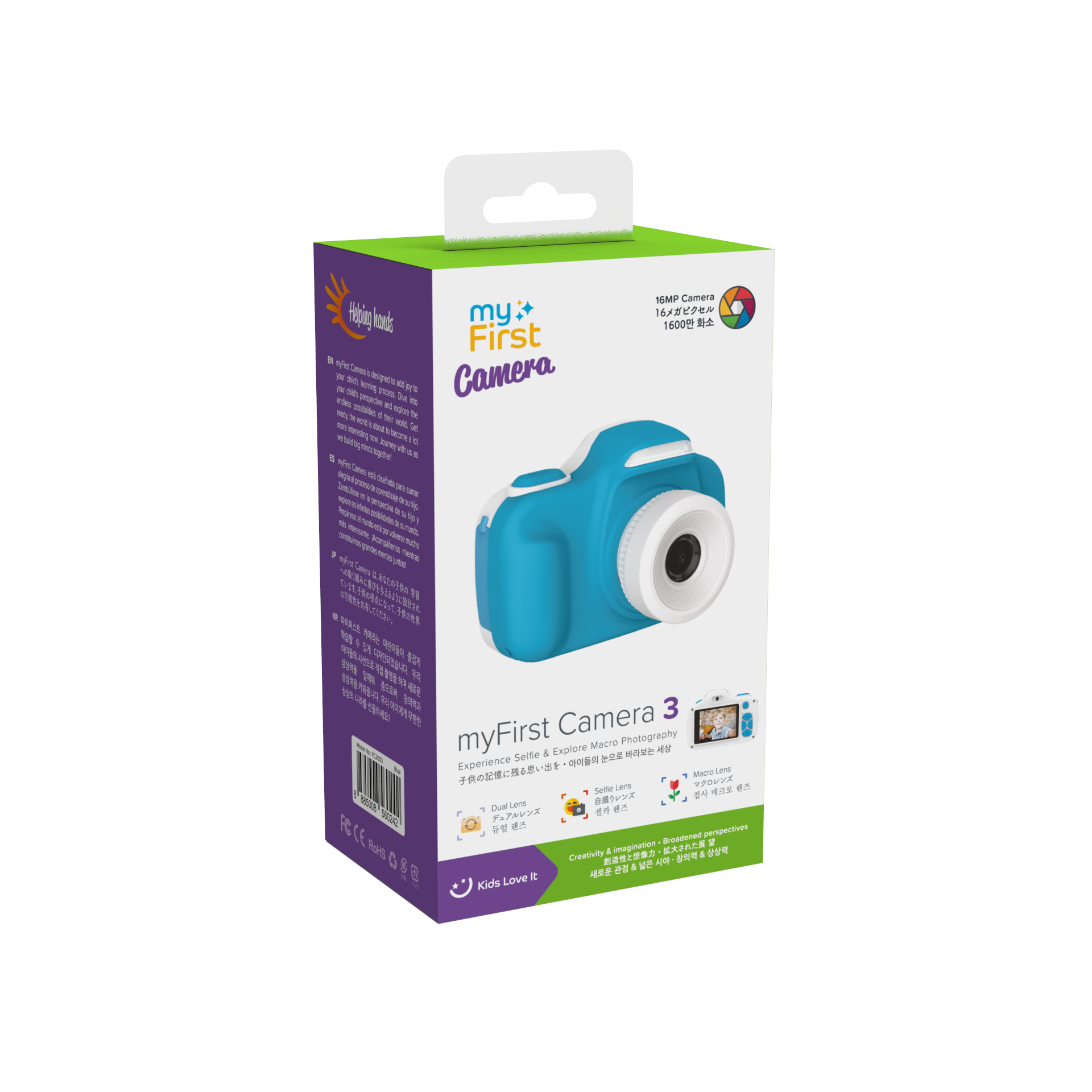 My First Camera is designed to help your children explore the world of photography and expand their creativity. This 16MP camera is perfect for capturing memories and learning about different perspectives. The package includes a macro lens for close-up photography and a selfie lens for capturing self-portraits. The camera is easy to use and encourages kids to be more curious about the world around them. It also comes with a guidebook to help them learn about the camera and its features. The My First Camera is a great way to introduce your children to the exciting world of photography and spark their imagination.