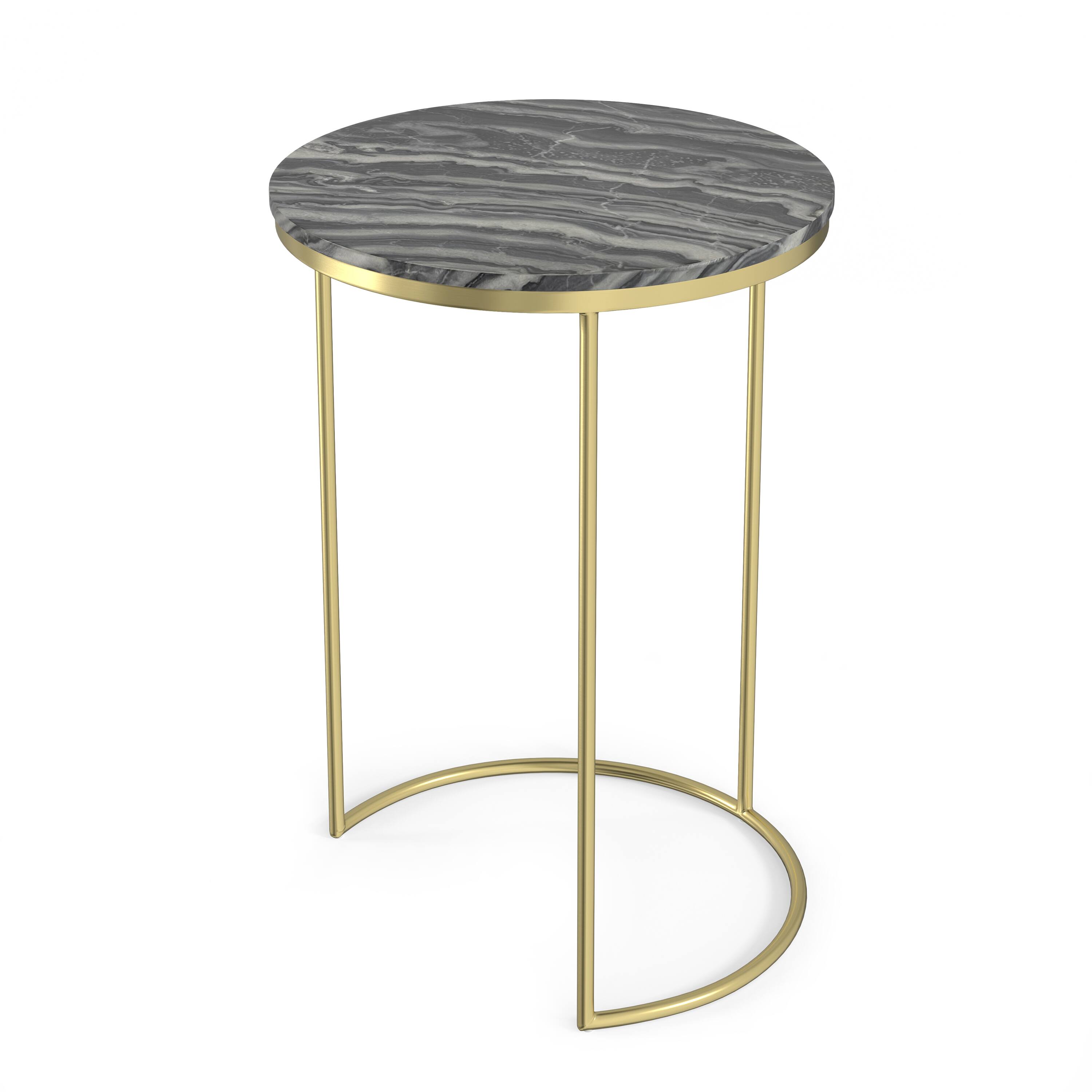 Alt View 4. Simpli Home - Ashley Modern Contemporary 16 inch Wide Metal 2 Pc Nesting Table in Gold , Fully Assembled - Gold.