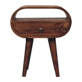 Artisan Furniture - Solid Wood Honey Circular Bedside with 1 Drawer, 1 Open Slot, Dark Brown - Caramel