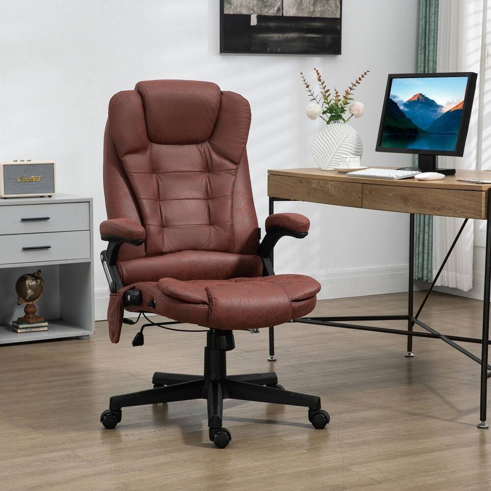 Angle. Loheer - Loheer Massage Office Chair Heated Executive Reclining Desk Chair Red Microfiber - Red.