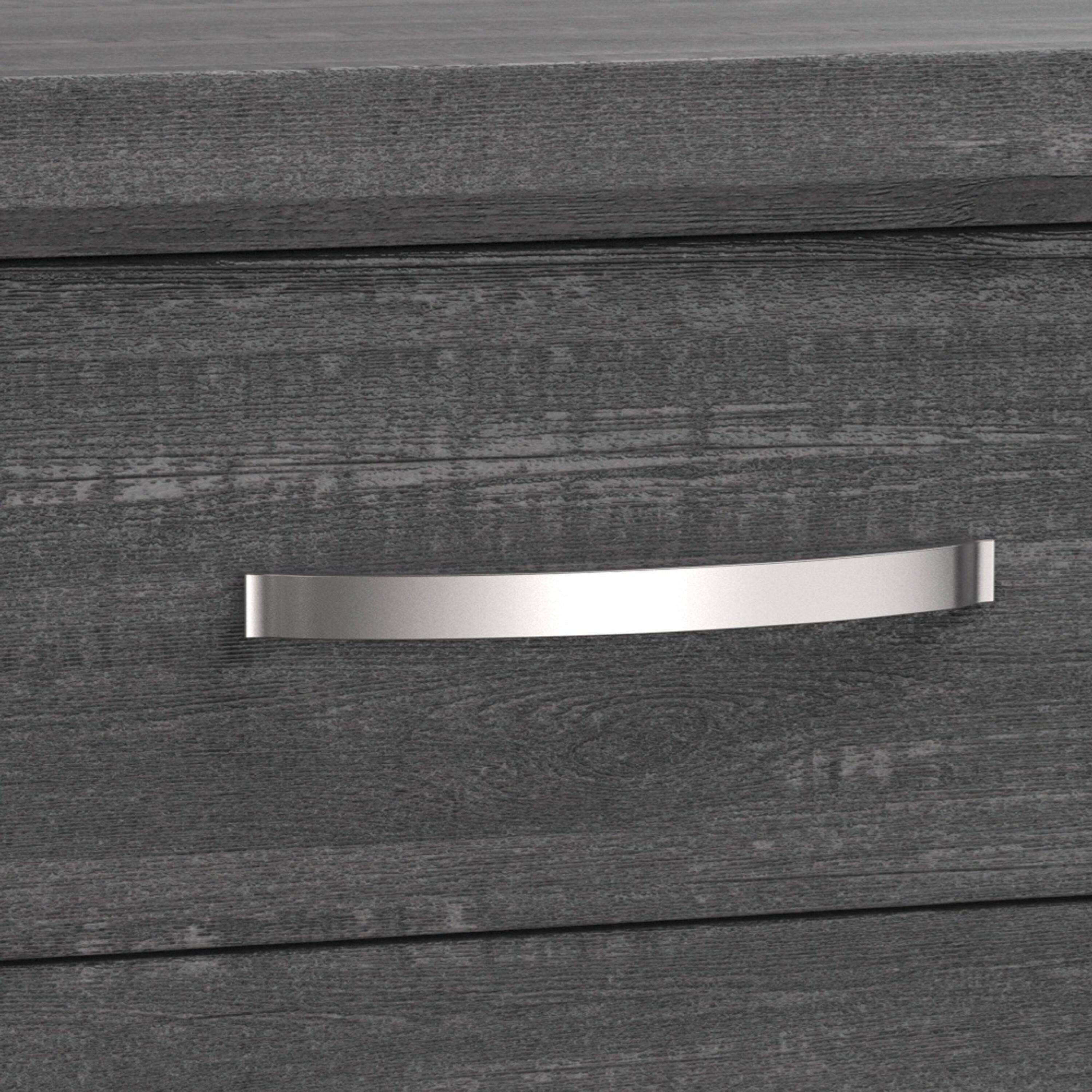 Alt View 3. Manhattan Lane - Erica Bedside Nightstand, 2 Drawers Chrome Bar Handles - Gray.