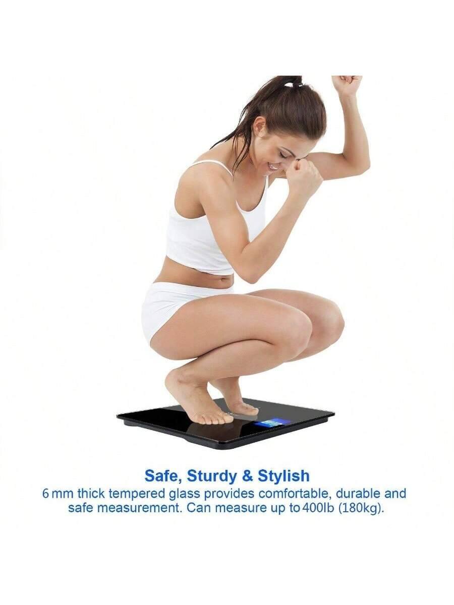 Safe, Sturdy & Stylish  
6 mm thick tempered glass provides comfortable, durable and safe measurement. Can measure up to 400lb (180kg).