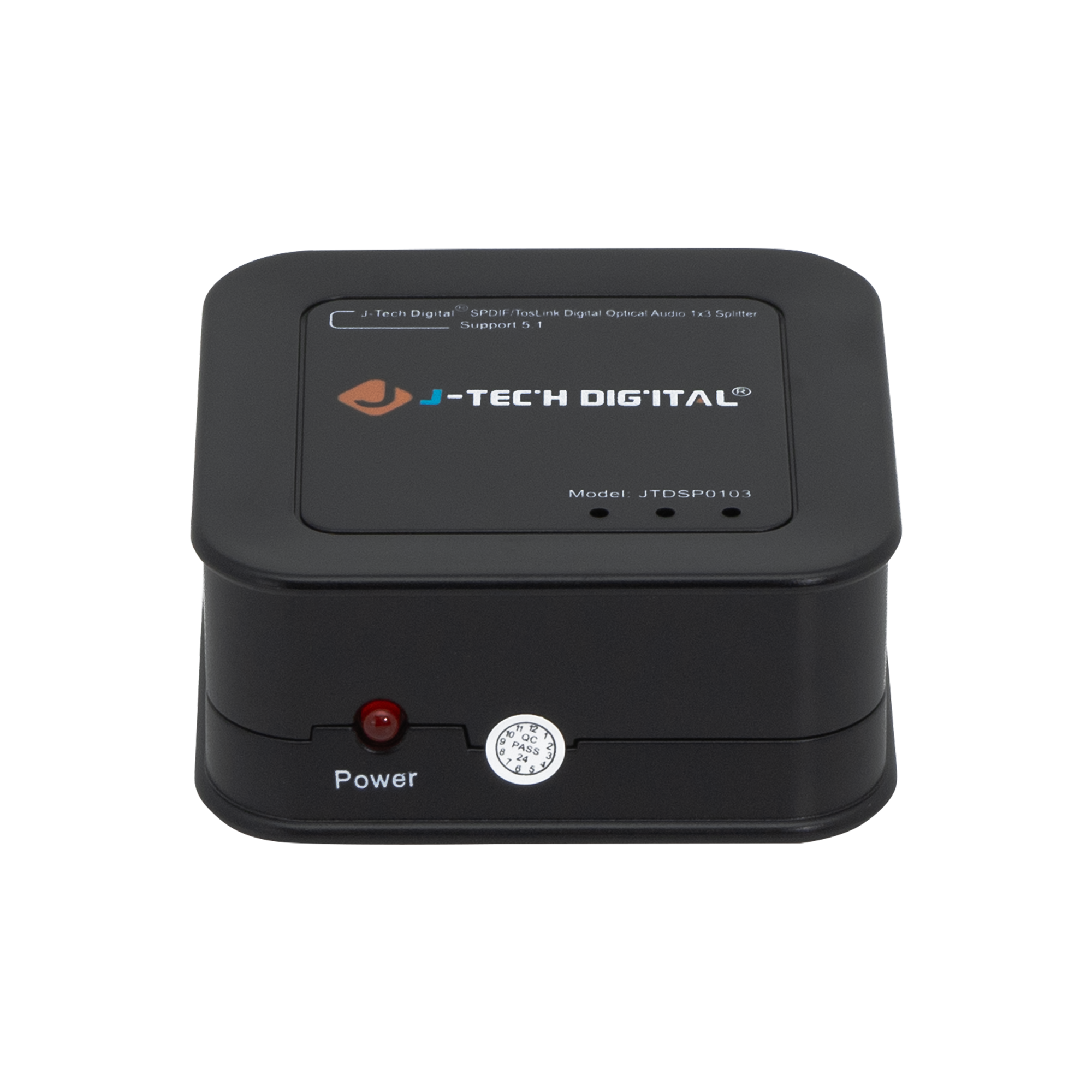 J-Tech Digital Optical Audio 1x3 Splitter Support 5 -TECH DIGITAL Model: JTDSP0103 Power 1 O JC PASE 2e