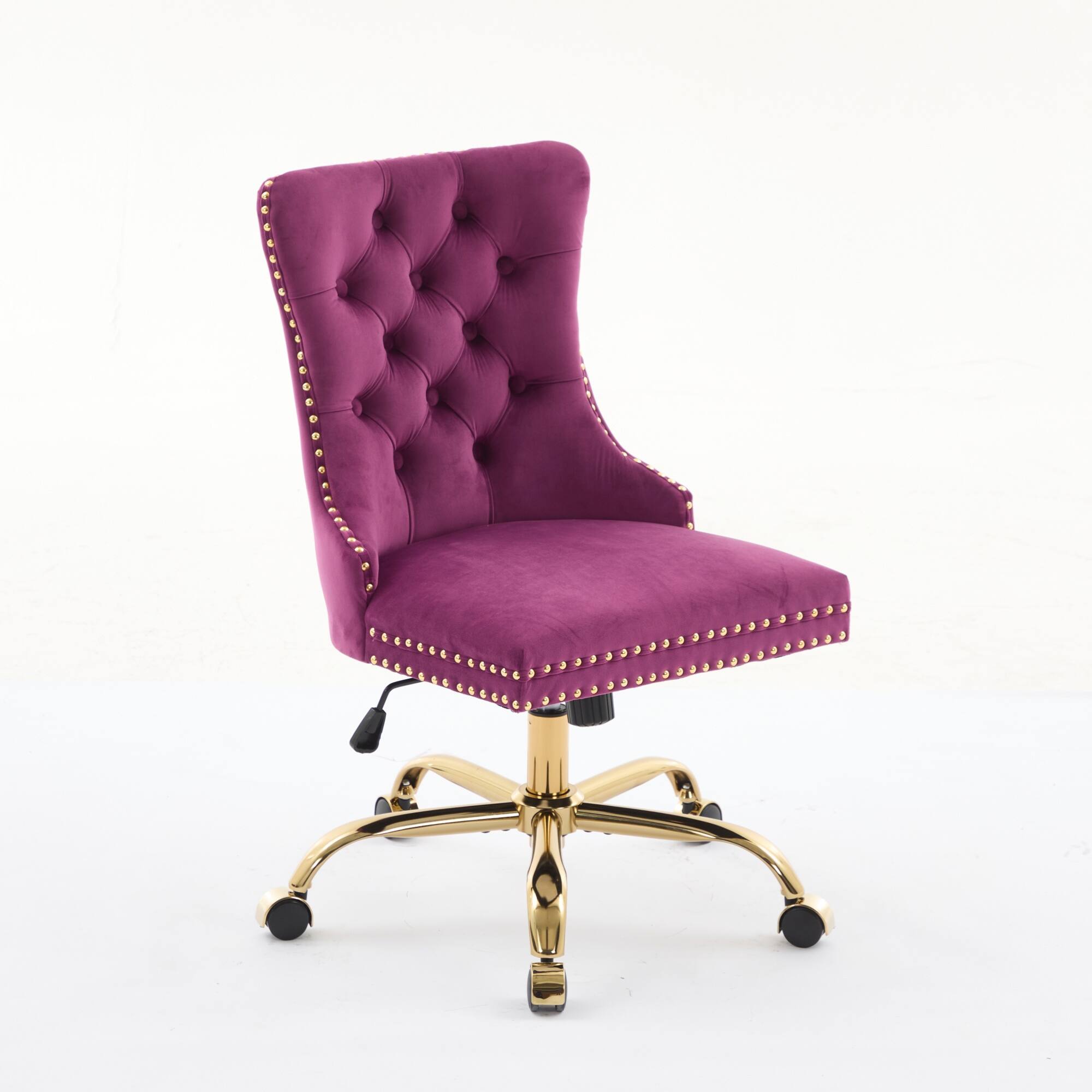 Alt View 6. Spaco - Spaco Office Chair, Executive Chair with Modern Chenille, Tufted Button, Chrome Base, Adjustable Swivel, for Home Office - Purple.