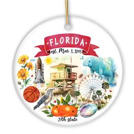 OrnamentallyYou - Artistic Florida State Themes and Landmarks Christmas Ornament - Multi-colored