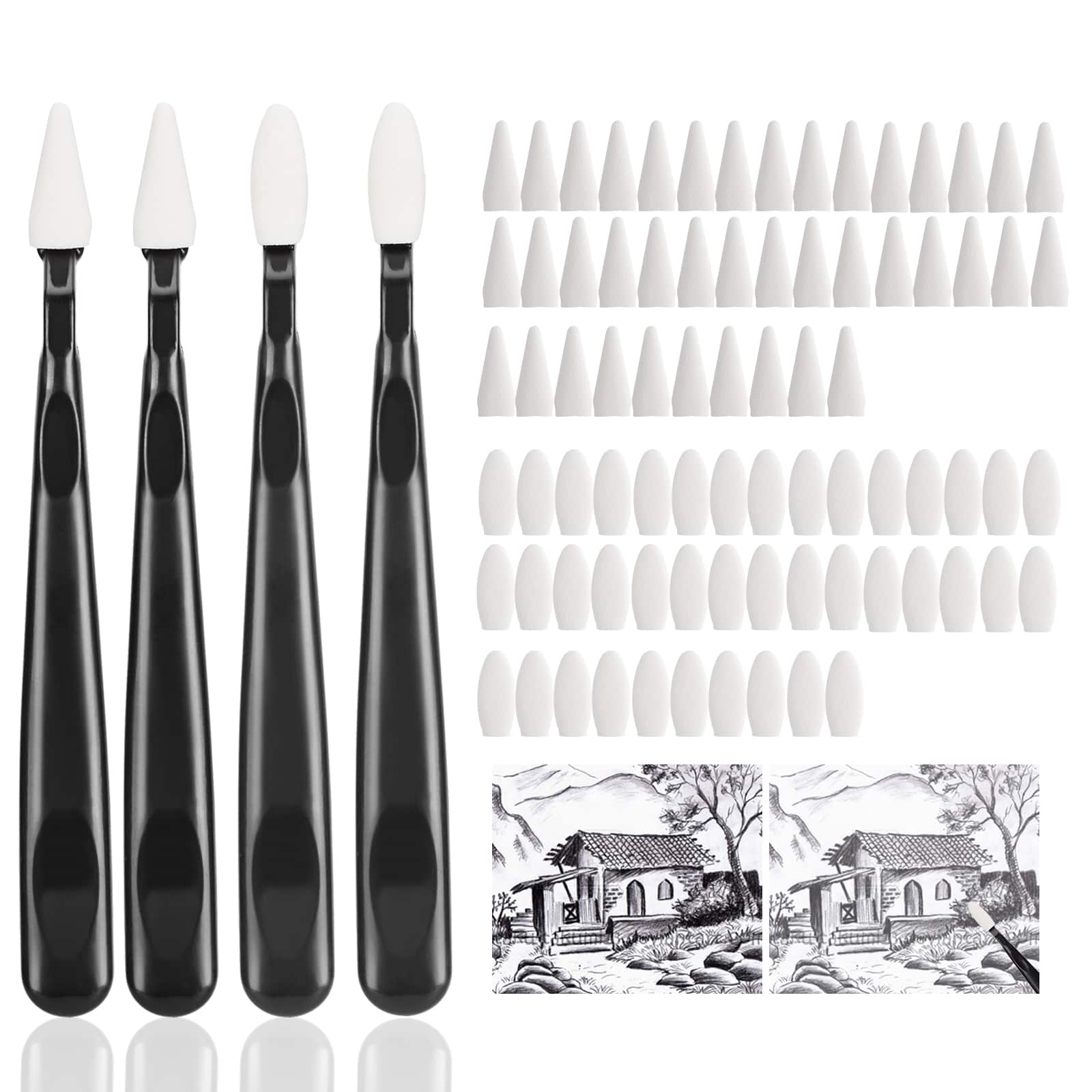 AGPtek - 44 Pcs Sketch Drawing Tools Sketch Wipe Scrapers - Black