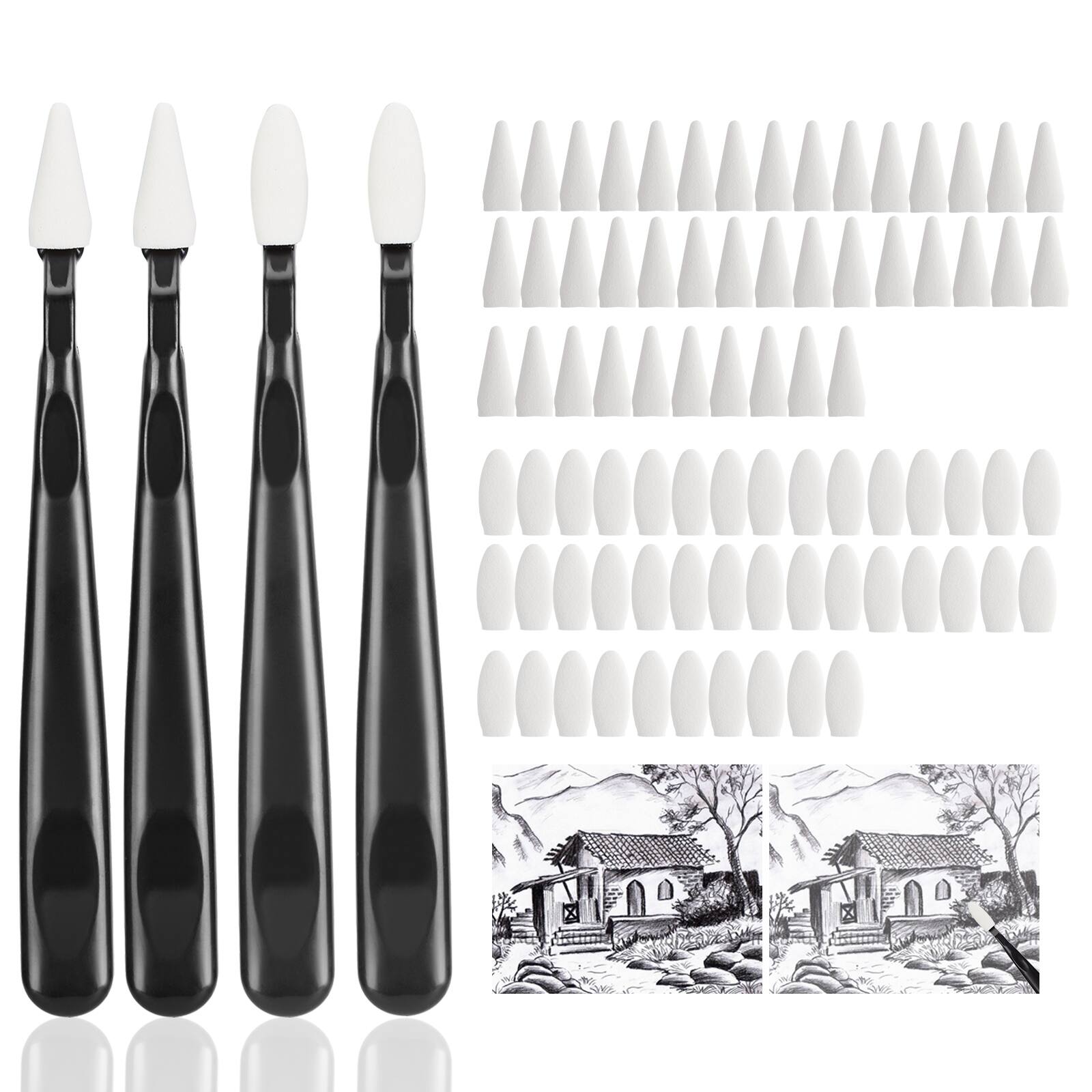 Front. AGPtek - 44 Pcs Sketch Drawing Tools Sketch Wipe Scrapers - Black.