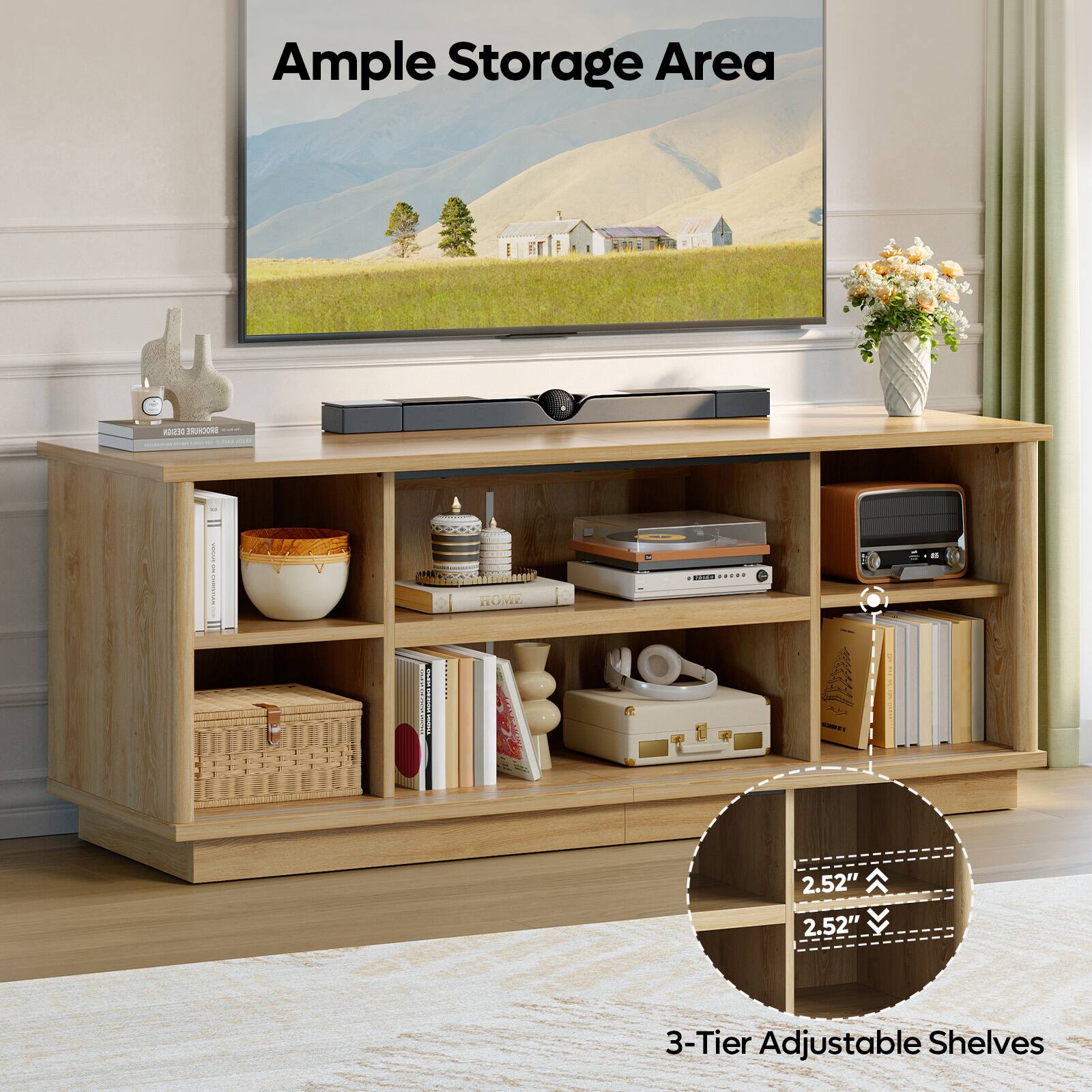 Ample Storage Area  
3-Tier Adjustable Shelves  
2.52"