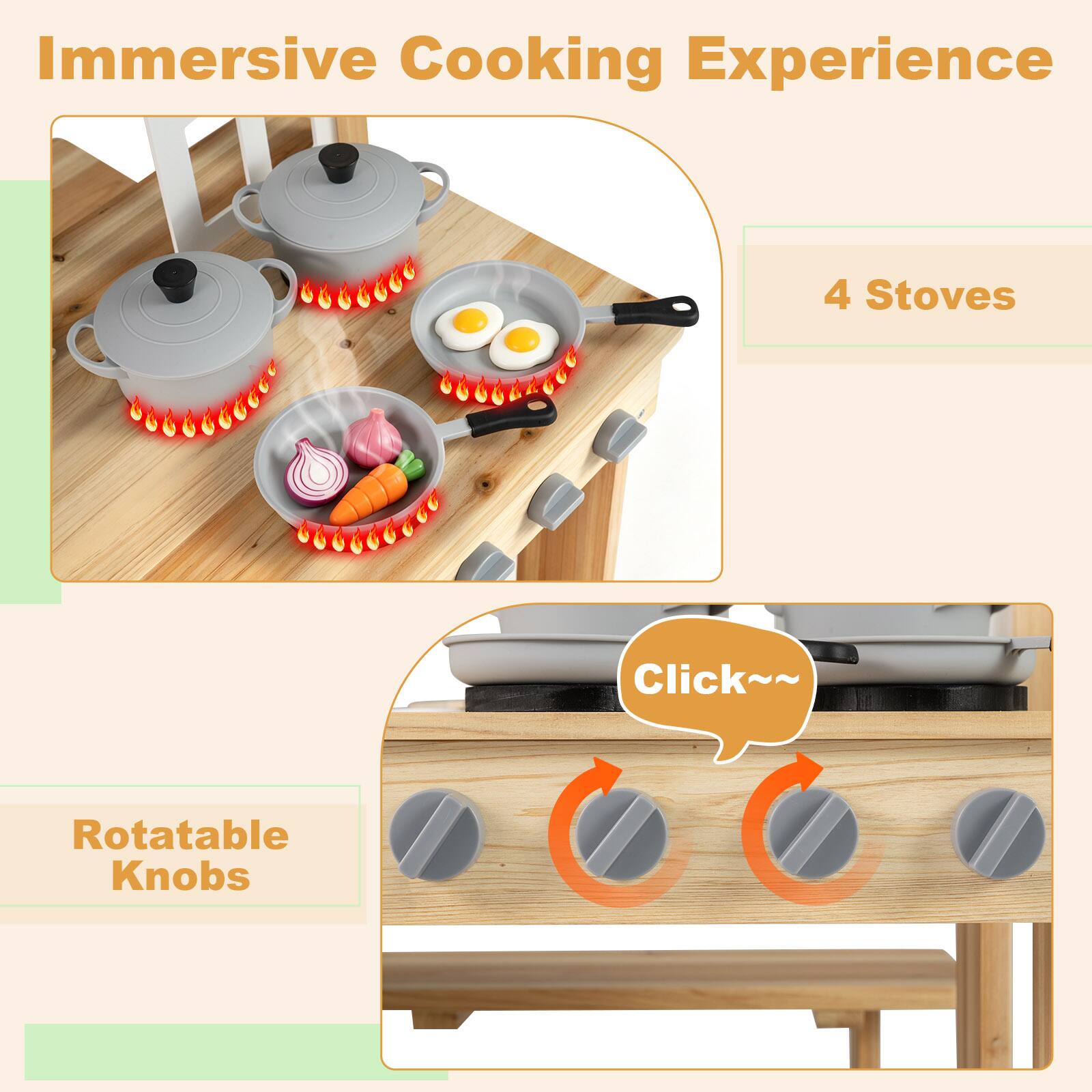 Immersive Cooking Experience

4 Stoves

Rotatable Knobs

Click~~