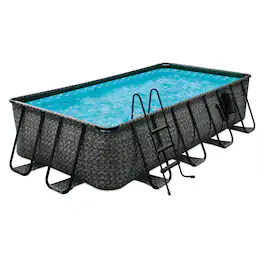 Funsicle - 16' x 8' x 42" Oasis Rectangle Outdoor Above Ground Swimming Pool, Gray - Dark Herringbone Gray