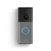 Front. Ring - Ring Wired Doorbell (newest model) — Retinal 2K with wide-angle video, up to 6x Enhanced Zoom, and Two-Way Talk - Speckled Grey.